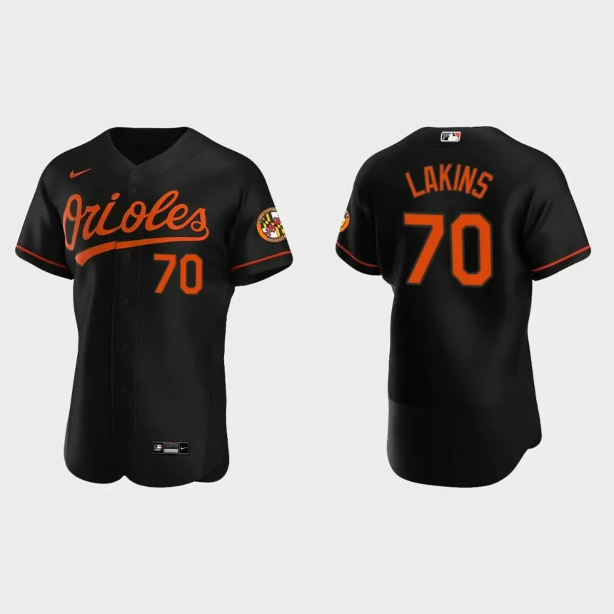 Travis Lakins #70 Baltimore Orioles Authentic Alternate Jersey – Black