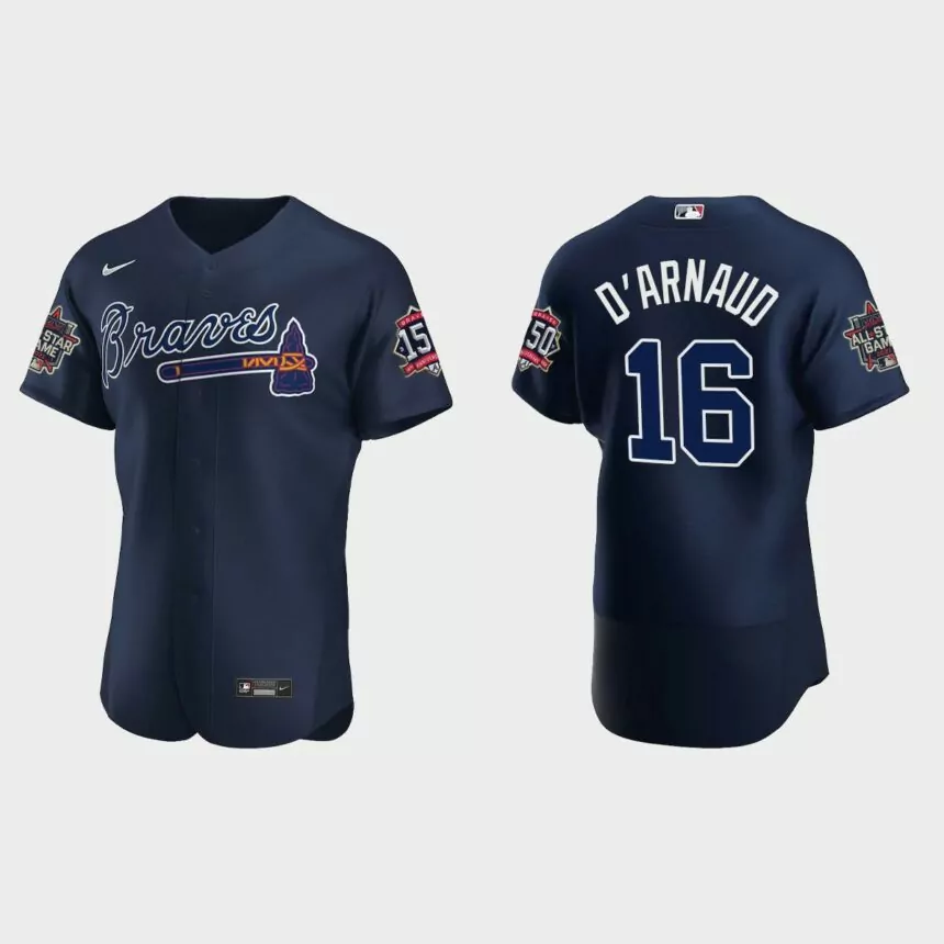 Travis d’Arnaud #16 Atlanta Braves Authentic Alternate 2021 MLB All-Star Jersey – Navy