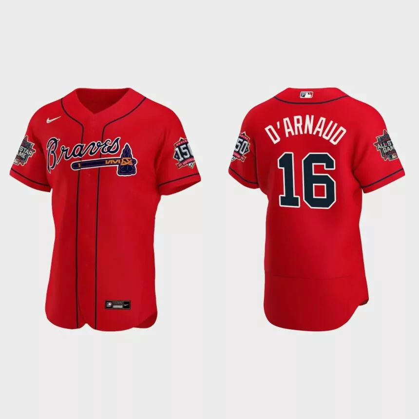 Travis d’Arnaud #16 Atlanta Braves Authentic Alternate 2021 MLB All-Star Jersey – Red