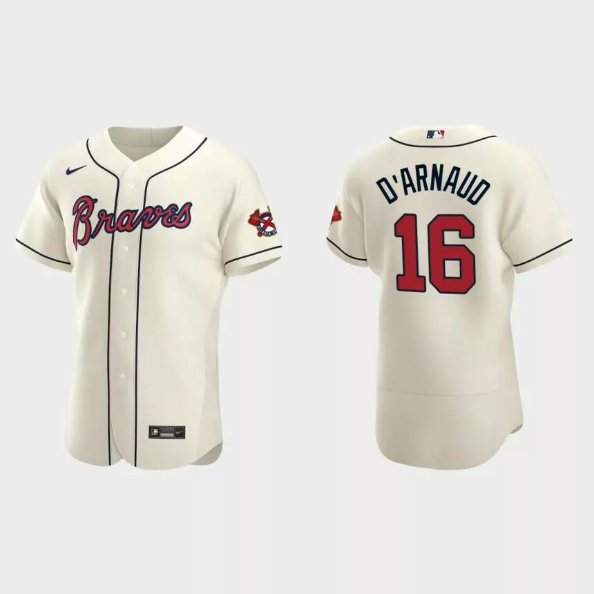 Travis d’Arnaud #16 Atlanta Braves Authentic Alternate Jersey – Cream