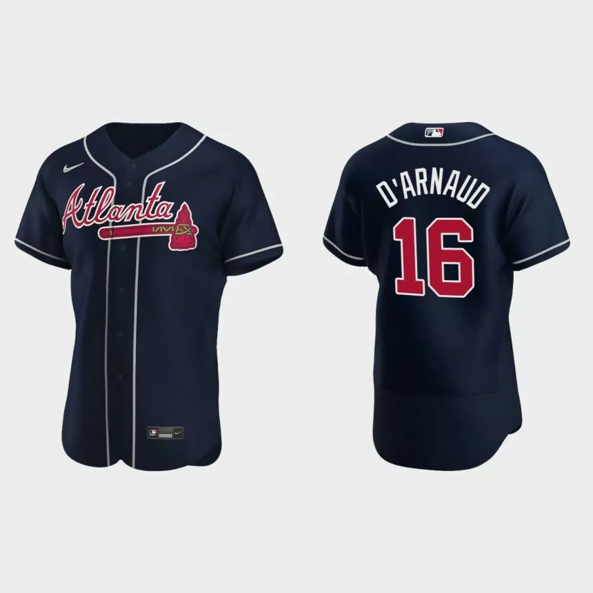 Travis d’Arnaud #16 Atlanta Braves Authentic Alternate Jersey – Navy