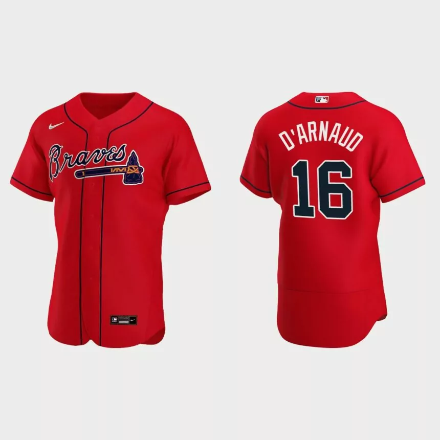 Travis d’Arnaud #16 Atlanta Braves Authentic Alternate Jersey – Red
