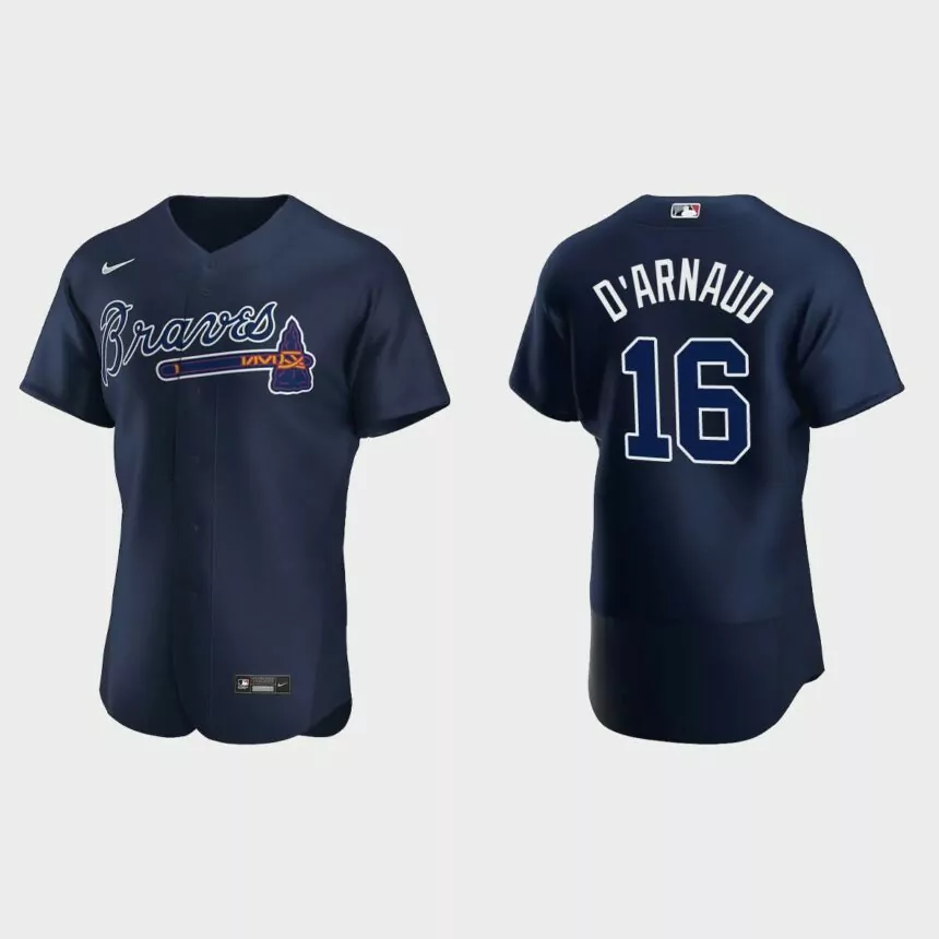 Travis d’Arnaud #16 Atlanta Braves Authentic Jersey – Navy