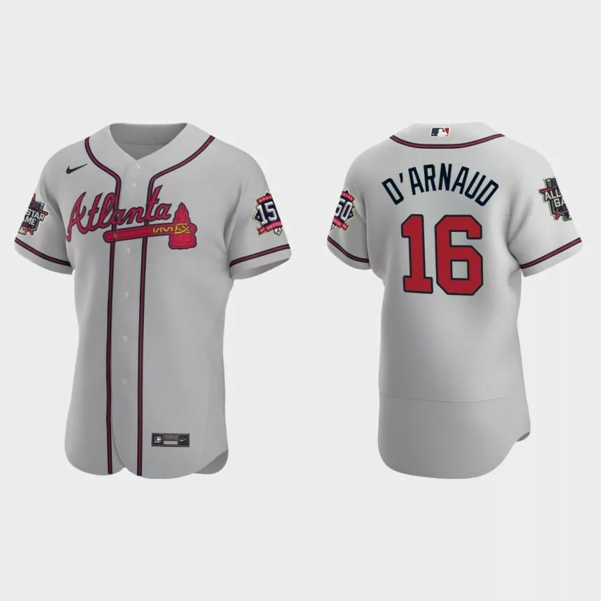 Travis d’Arnaud #16 Atlanta Braves Authentic Road 2021 MLB All-Star Jersey – Gray