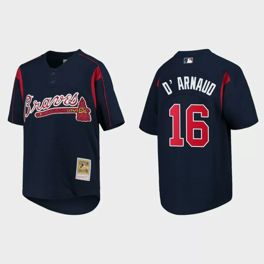 Travis d’Arnaud Atlanta Braves Cooperstown Mesh Batting Practice Jersey – Navy