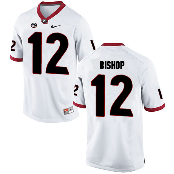 Tray Bishop Georgia Bulldogs Men's Jersey - #12 NCAA White Limited Away