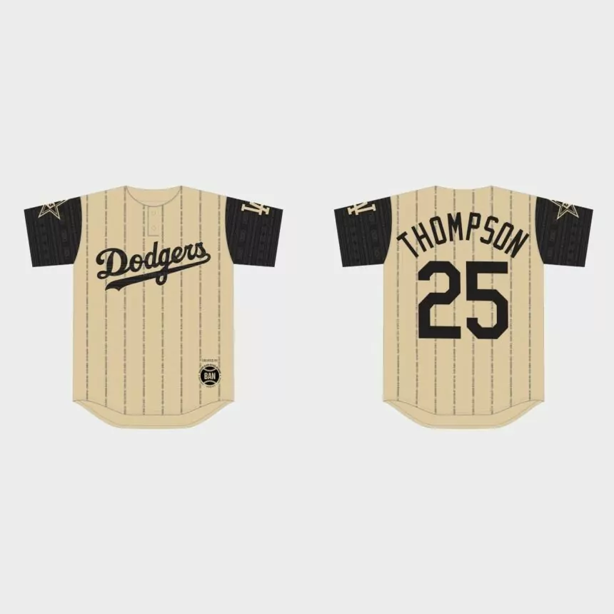 Trayce Thompson Los Angeles Dodgers 2022 Black Heritage Night Jersey – Gold