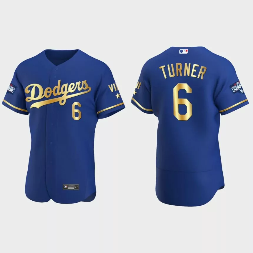 Trea Turner Los Angeles Dodgers 2021 2021 Gold Program Authentic 2021 Trade Jersey – Royal
