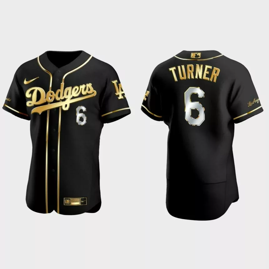 Trea Turner Los Angeles Dodgers 2021 Golden Edition Authentic 2021 Trade Jersey – Black