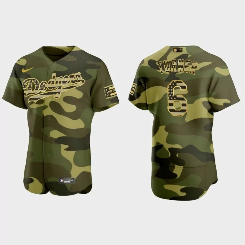 Trea Turner Los Angeles Dodgers 2022 Armed Forces Day Authentic Jersey – Camo