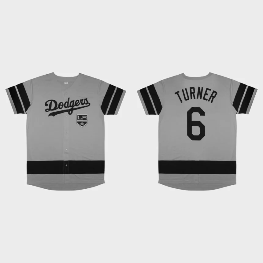 Trea Turner Los Angeles Dodgers 2022 LA Kings Night Replica Jersey – Gray
