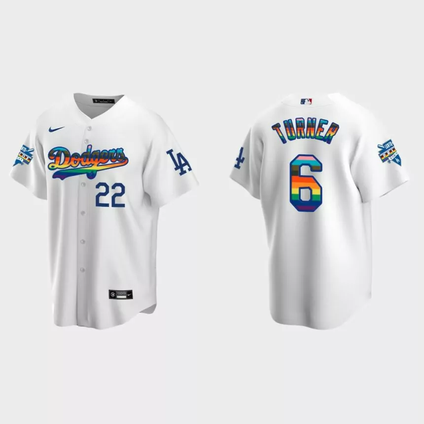 Trea Turner Los Angeles Dodgers 2022 Pride Night LGBTQ Replica Jersey – White