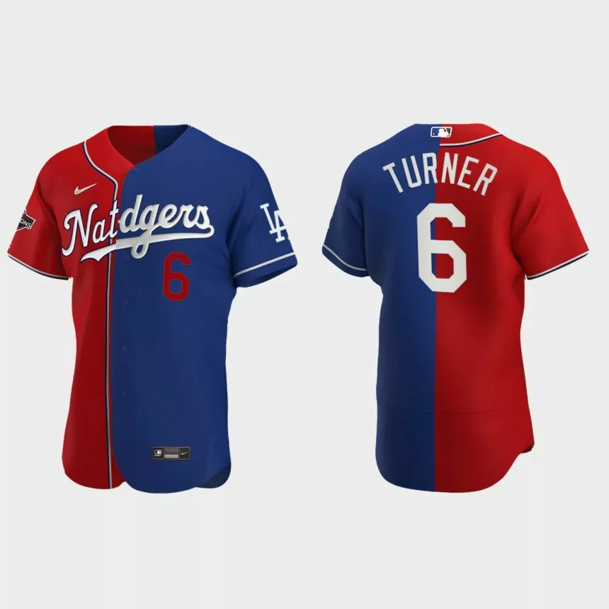 Trea Turner Los Angeles Dodgers Washington Nationals Split Edition Jersey – Red Royal