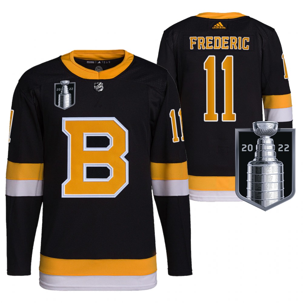 Trent Frederic Boston Bruins Black 2022 Stanley Cup Playoffs Jersey Authentic Pro Stitched