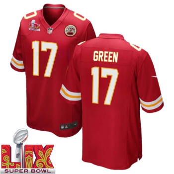 Trent Green No 17 Men Super Bowl LIX Kansas City Chiefs Home Game 2025 Jersey- Replica