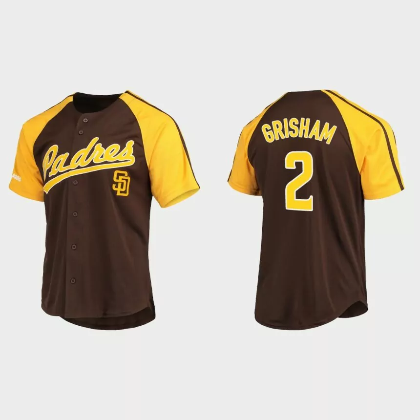 Trent Grisham San Diego Padres Replica Button-Down Raglan Jersey – Brown