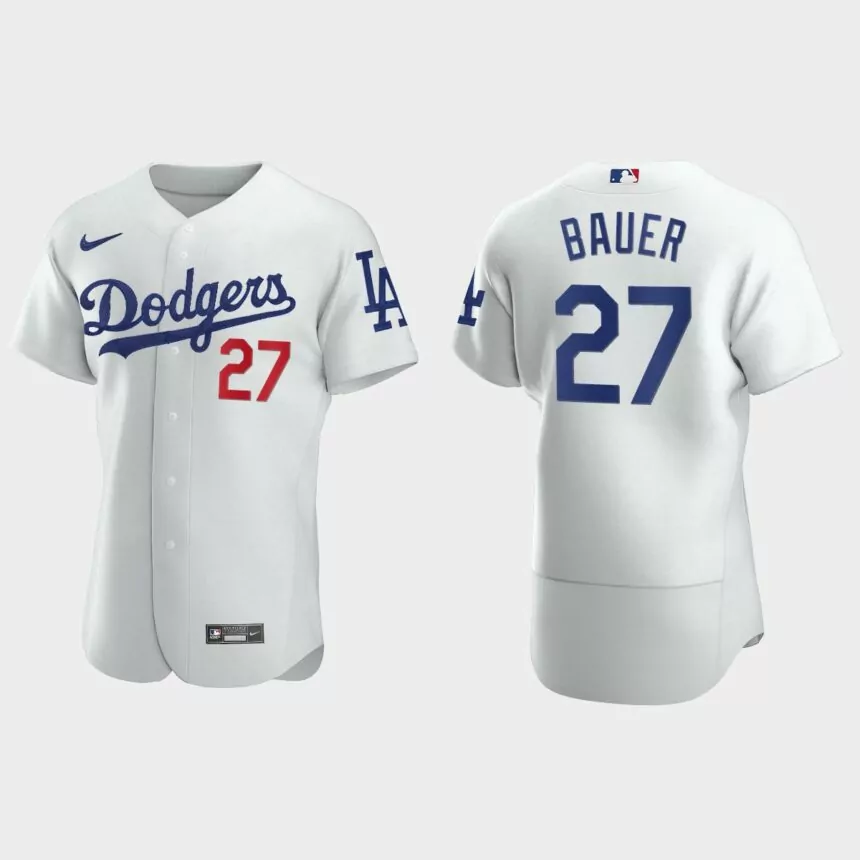 Trevor Bauer #27 Los Angeles Dodgers Authentic Home Jersey – White