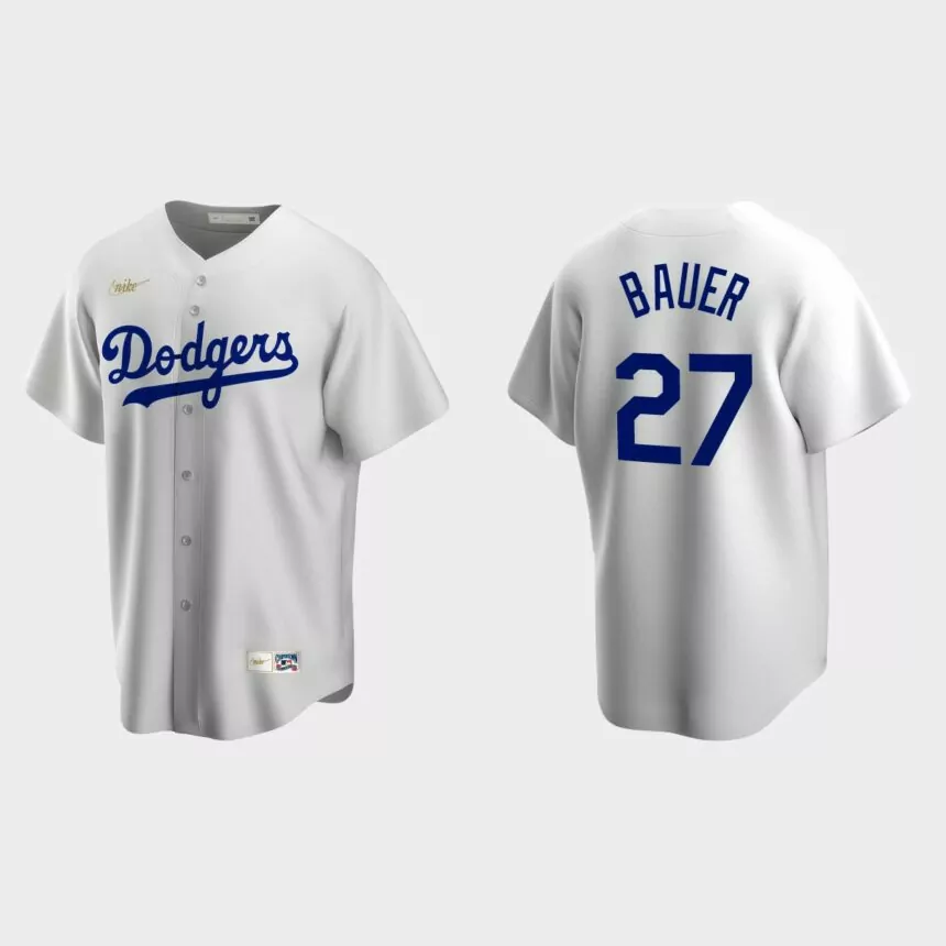 Trevor Bauer #27 Los Angeles Dodgers Cooperstown Collection Home Jersey – White