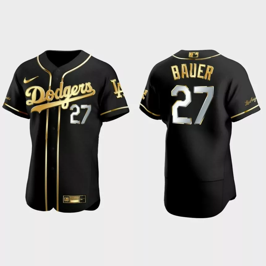 Trevor Bauer Los Angeles Dodgers 2021 Gold Program Golden Authentic Jersey – Black