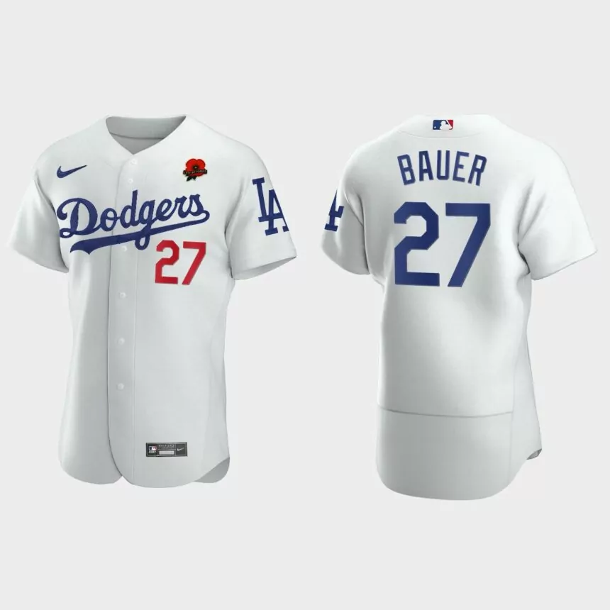 Trevor Bauer Los Angeles Dodgers 2021 Memorial Day Authentic Jersey – White