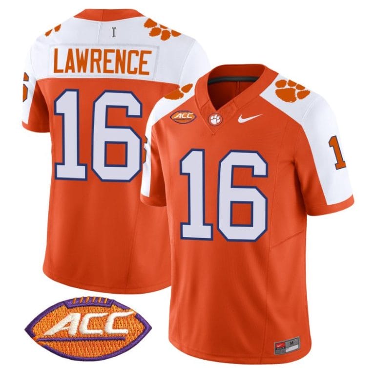 Trevor Lawrence Jersey #16 Clemson Tigers Vapor Limited Acc Patch College Football Stitched Alternate