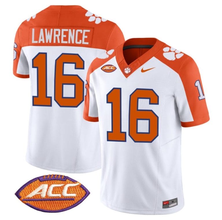 Trevor Lawrence Jersey #16 Clemson Tigers Vapor Limited Acc Patch College Football Stitched Inverted