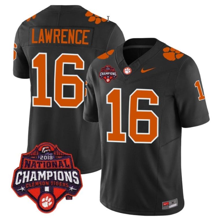 Trevor Lawrence Jersey #16 Clemson Tigers Vapor Limited Champions Patch College Football Stitched Black