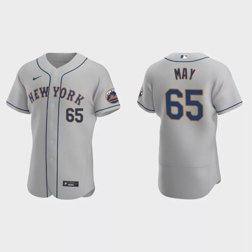 Trevor May #65 New York Mets Authentic Road Jersey – Gray