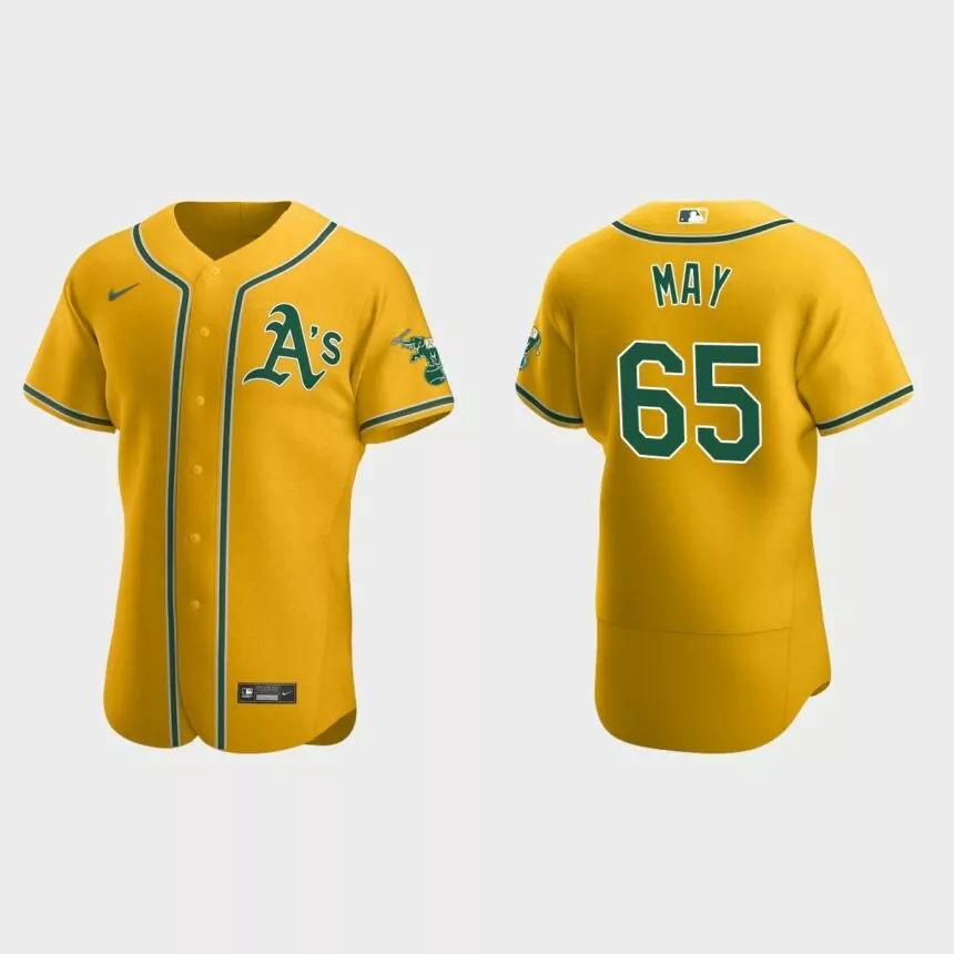 Trevor May Oakland Athletics Authentic Home Jersey – Gold