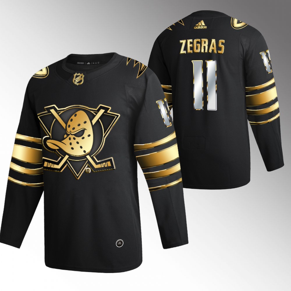 Trevor Zegras Ducks #11 Black Authentic Golden Edition Jersey