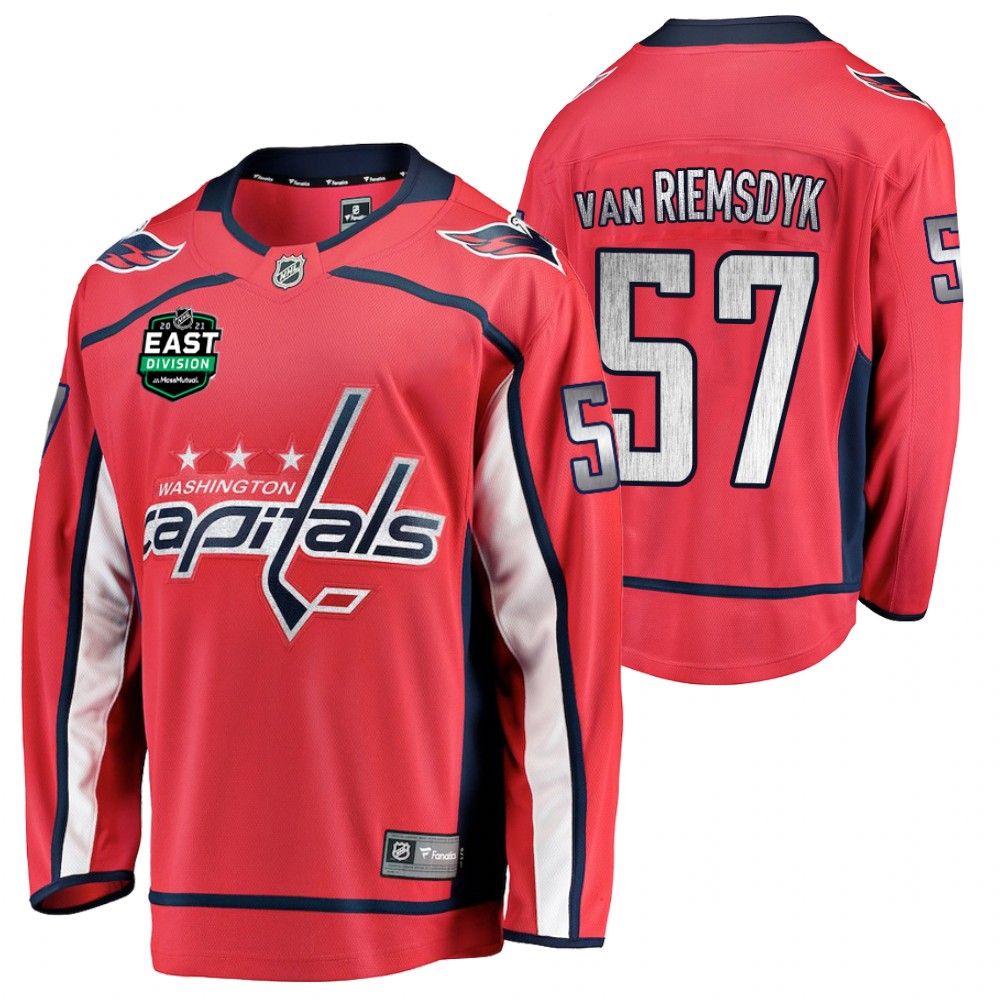 Trevor van Riemsdyk Capitals 2021 East Division Patch Jersey Red Home