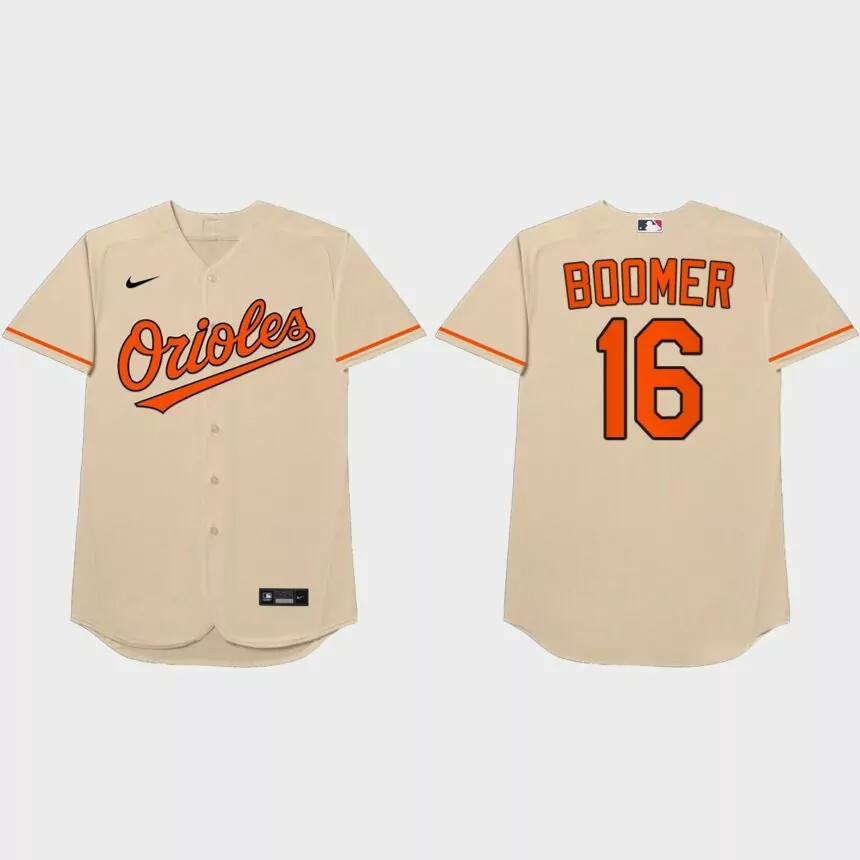 Trey Mancini Nickname Orioles 2021 Players’ Weekend Boomer Jersey – Cream