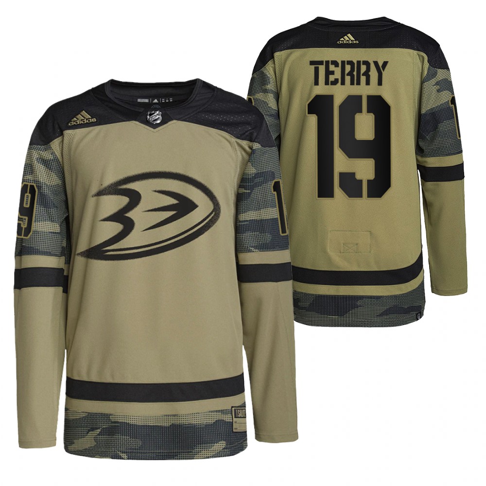 Troy Terry Ducks Military Appreciation Jersey Camo Authentic Practice