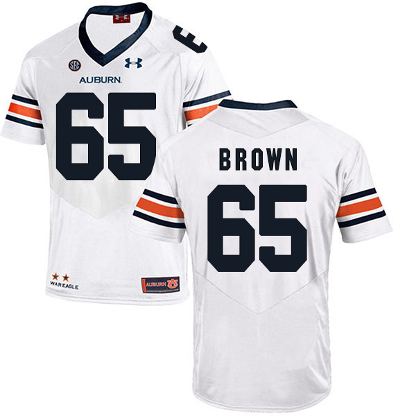 Tucker Brown Auburn Tigers Men's Jersey - #65 NCAA White Stitched Authentic
