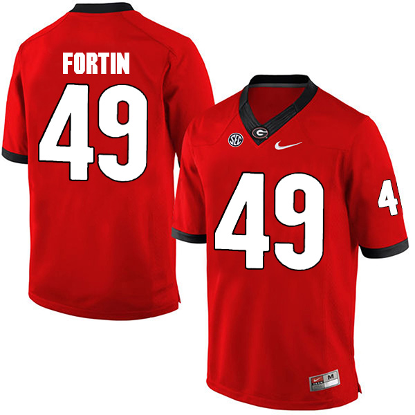 Turner Fortin Georgia Bulldogs Men's Jersey - #49 NCAA Red Limited Home