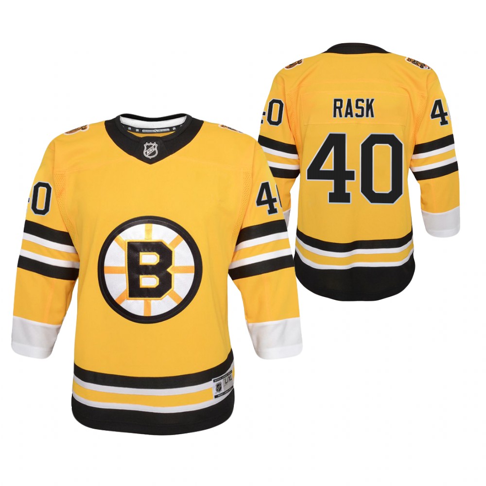 Tuukka Rask Boston Bruins 2021 Reverse Retro Gold Youth Jersey Replica Stitched