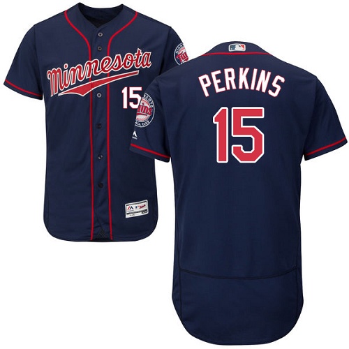 Twins #15 Glen Perkins Navy Blue Flexbase Authentic Collection Stitched MLB Jersey