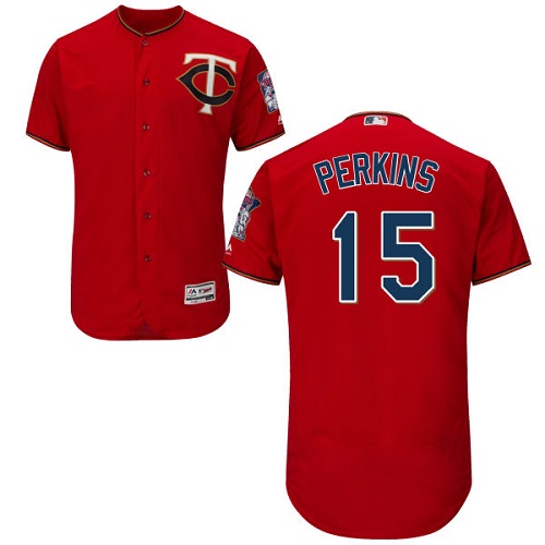 Twins #15 Glen Perkins Red Flexbase Authentic Collection Stitched MLB Jersey