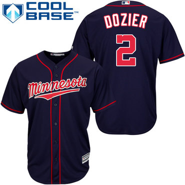 Twins #2 Brian Dozier Navy blue Cool Base Stitched Youth MLB Jersey