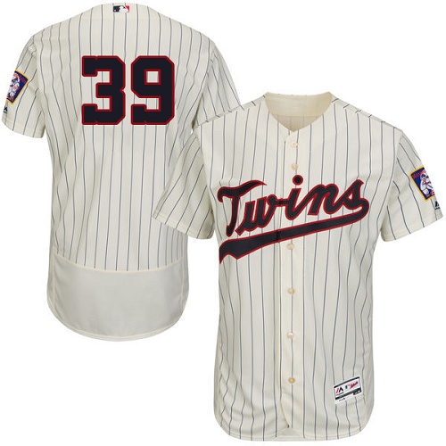 Twins #39 Danny Santana Cream Strip Flexbase Authentic Collection Stitched MLB Jersey