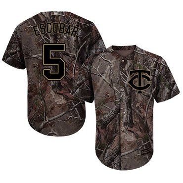 Twins #5 Eduardo Escobar Camo Realtree Collection Cool Base Stitched Baseball Jersey