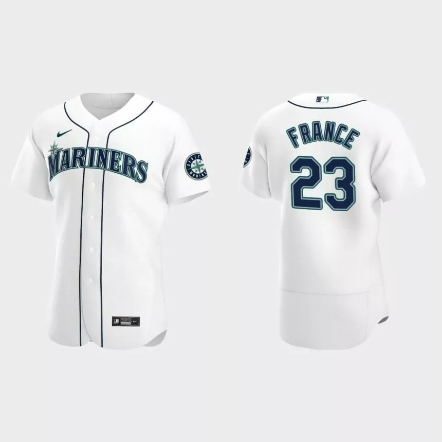 Ty France #23 Seattle Mariners Authentic Home Jersey – White