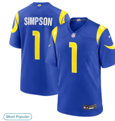 Ty Simpson Los Angeles Rams Nike 2026 NFL Draft First Round Pick No. 13 Team Game Jersey - Royal