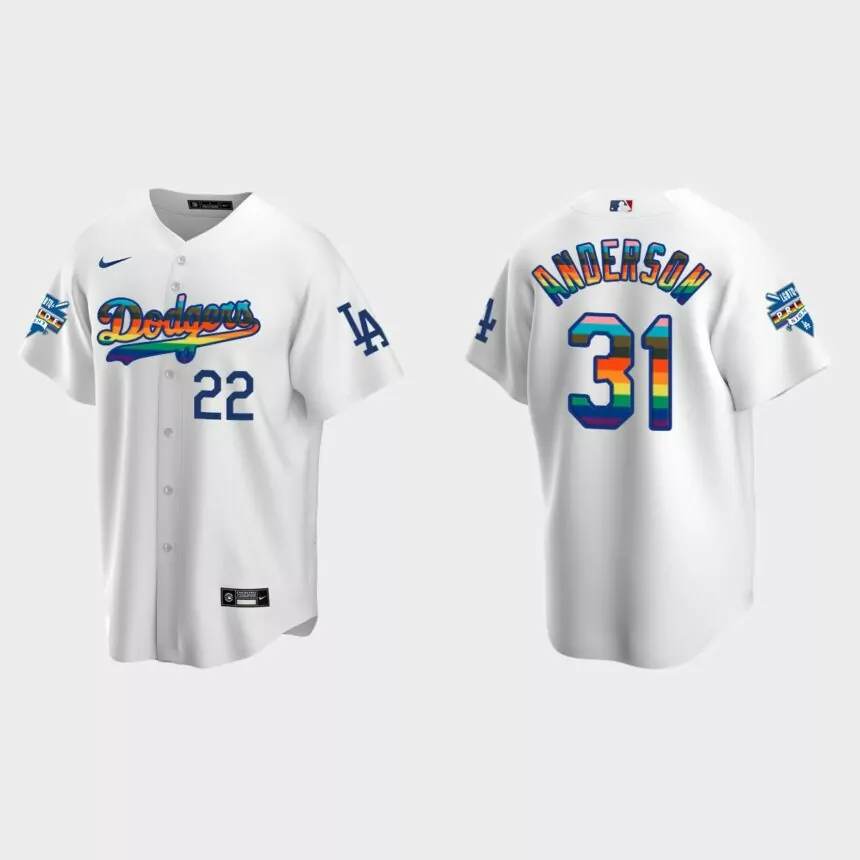 Tyler Anderson Los Angeles Dodgers 2022 Pride Night LGBTQ Replica Jersey – White
