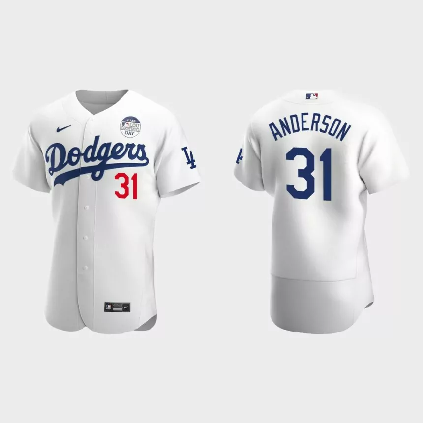 Tyler Anderson Los Angeles Dodgers 4 ALS Lou Gehrig Day Authentic Jersey – White