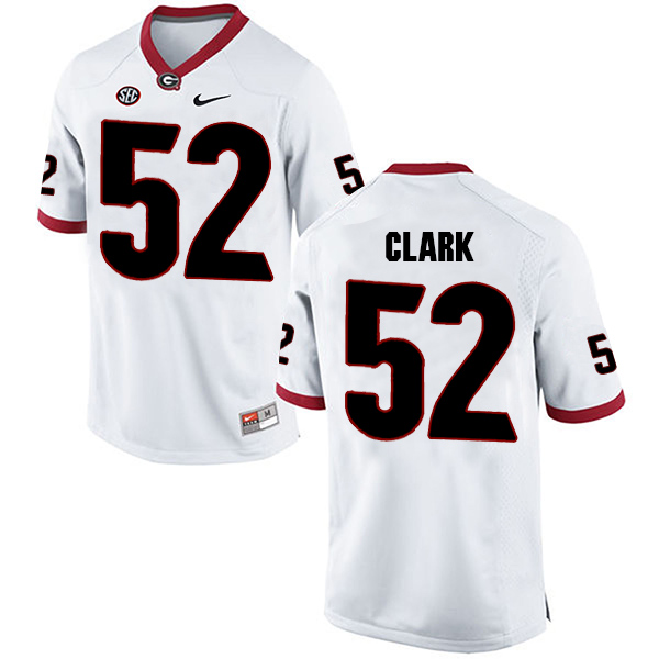 Tyler Clark Georgia Bulldogs Men's Jersey - #52 NCAA White Limited Away