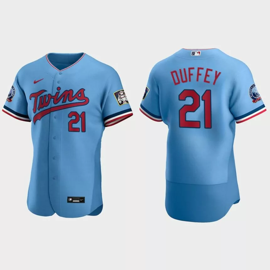 Tyler Duffey #21 Minnesota Twins Authentic Alternate Jersey – Light Blue