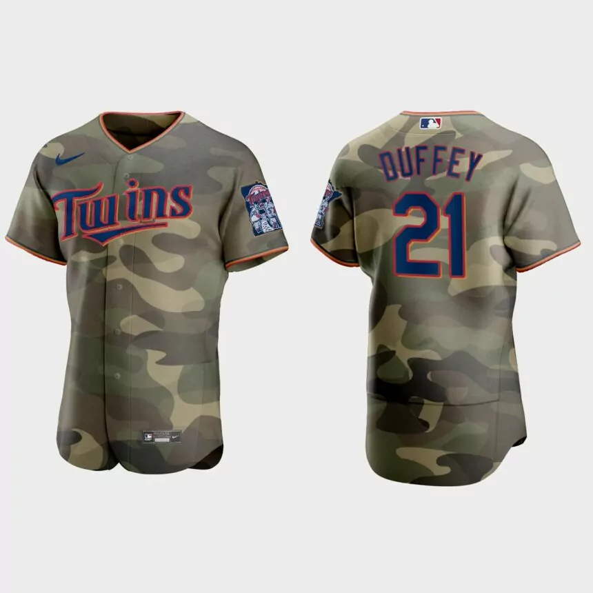 Tyler Duffey Minnesota Twins 2021 National Armed Forces Day Authentic Jersey – Camo