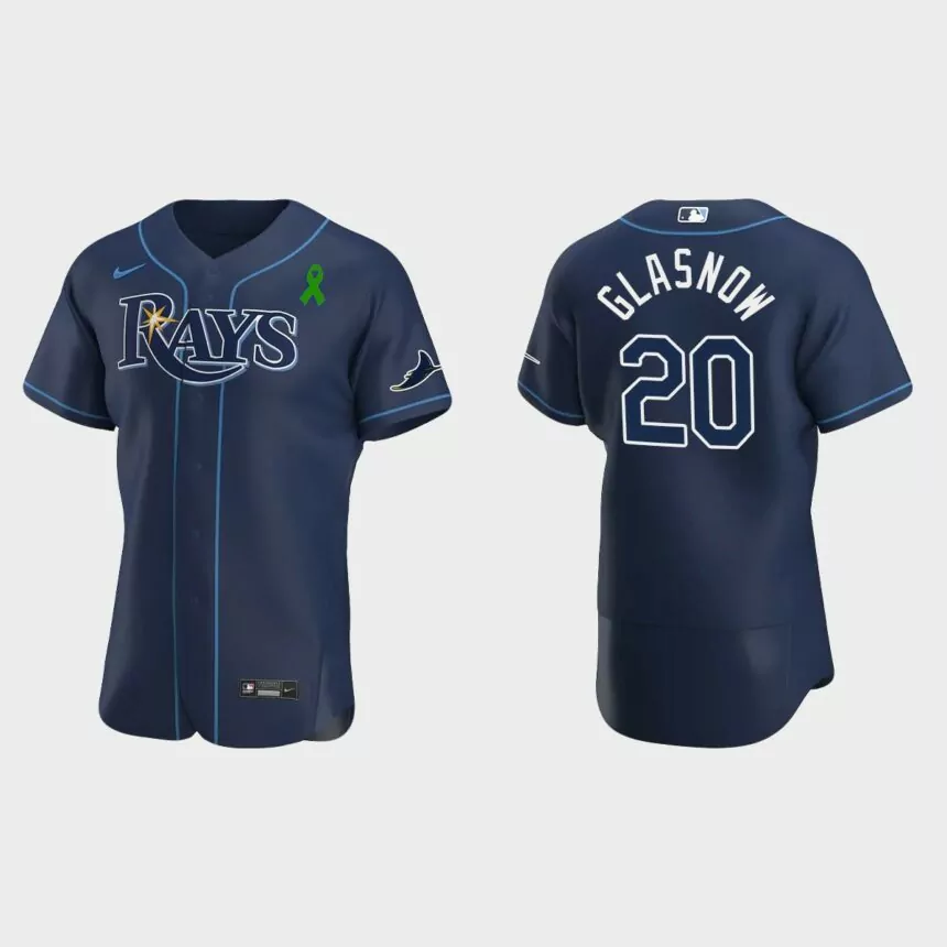 Tyler Glasnow Tampa Bay Rays Green Ribbon Authentic Alternate Jersey – Navy