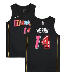 Tyler Herro Miami Heat Autographed Fanatics Authentic Black Nike Mixtape Edition Swingman Jersey